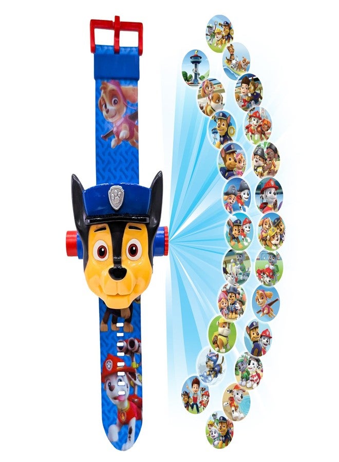 Wembley Paw Patrol Digital Projector Watch for Kids| Fun Learning Birthday Gift| Toy Watch for Boys and Girls| Shows Time, Date & Month| with Soft Silicone Strap- Chase - Image 1